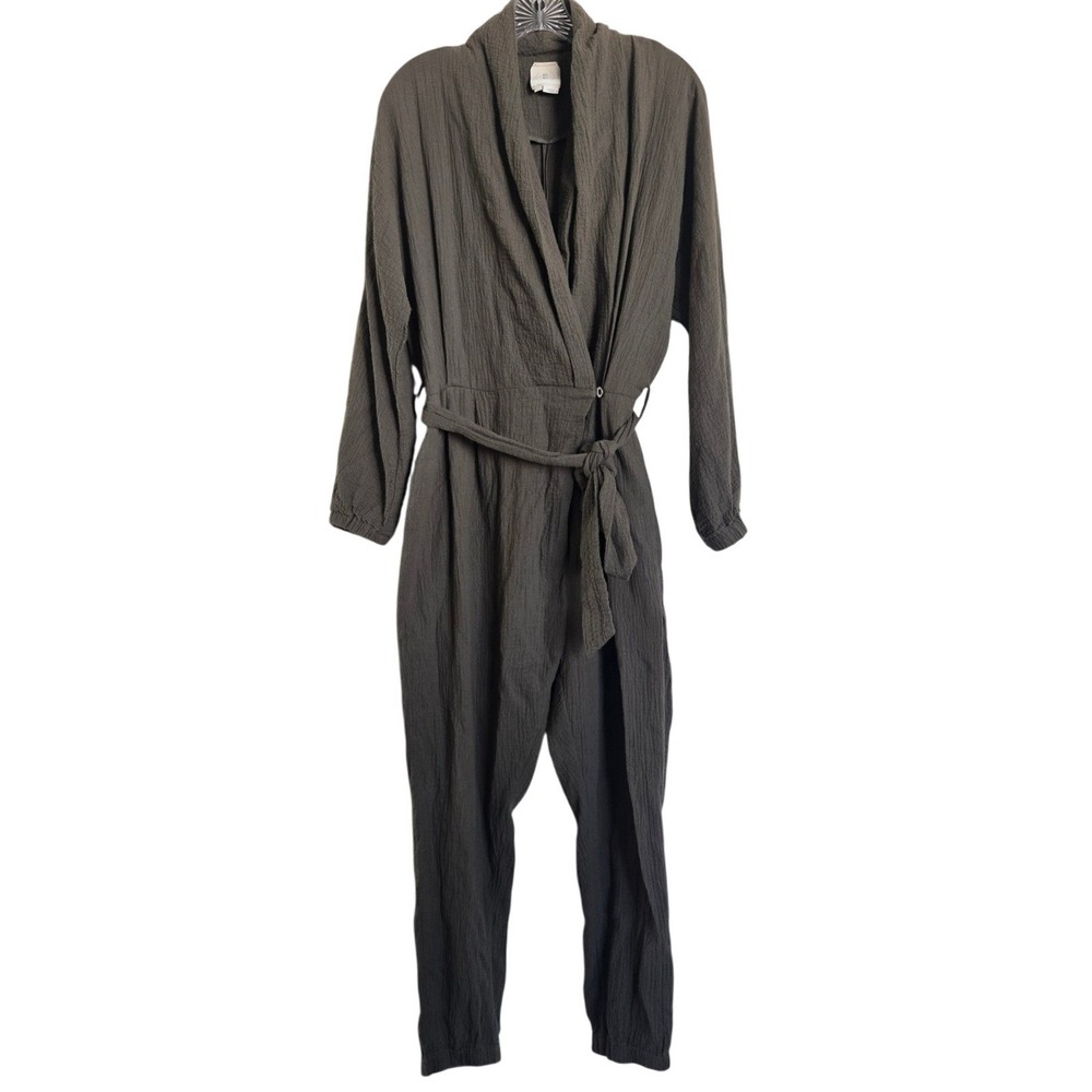 Anthropologie Sz XS Hei Hei Benna Moss Green Wrap Knit Long Sleeve Jumpsuit